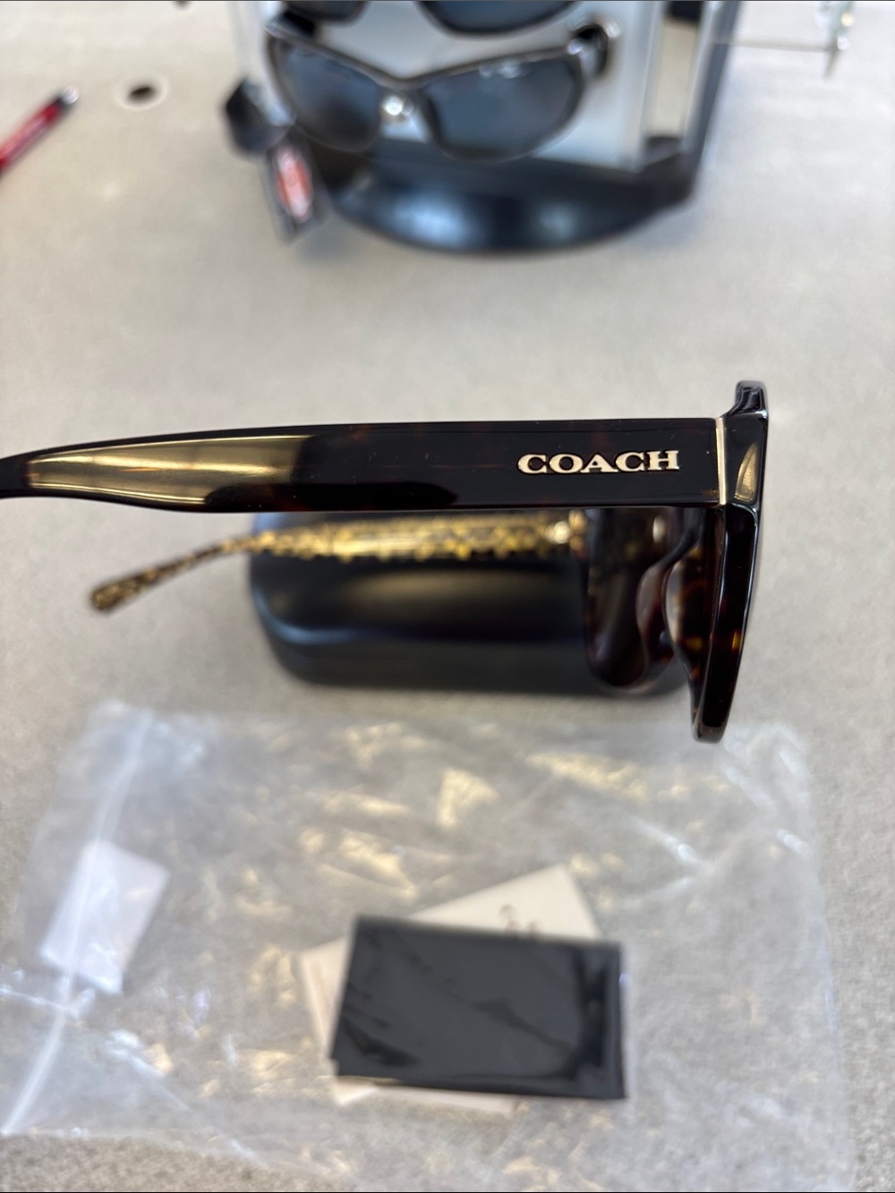 Coach Women's Tortoise Shell Sunglasses with Brown Lenses - Picture 6 of 8